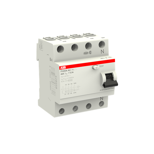 FH204AC-40/0,3 (RCCB, 40A, 4P, 300mA, IEC/EN 61008)