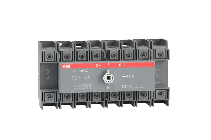 CHANGE-OVER SWITCH OT125F4C (MANUAL, 4P, 125A, I-O-II, IP20, OPEN TRANSITION)