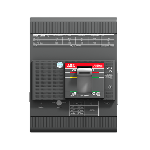 [1SDA067422R1] XT1N 160 TMD 63-630 4p F F (MCCB, 63AT/160AF, 4P, 36 kA, THERM. MAGNET. TRIP UNIT)