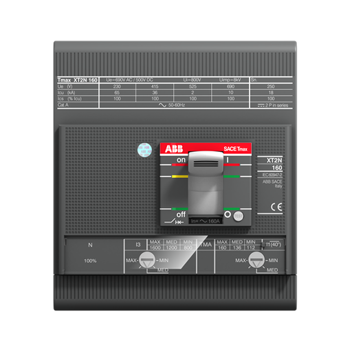 [1SDA067579R1] XT2S 160 TMA 100-1000 4p F F (MCCB, 100AT/160AF, 4P, 50 kA, THERM. MAGNET. TRIP UNIT)
