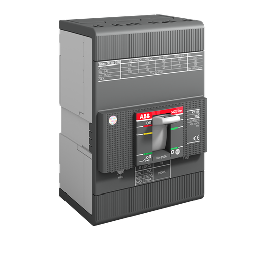 [1SDA068058R1] XT3N 250 TMD 200-2000 3p F F (MCCB, 200AT/250AF, 3P, 36 kA, THERM. MAGNET. TRIP UNIT)