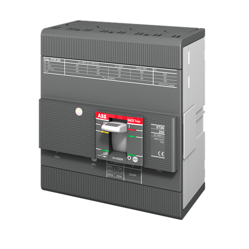 [1SDA068070R1] XT3N 250 TMD 250-2500 4p FF N=100% (MCCB, 250AT/250AF, 4P, 36 kA, THERM. MAGNET. TRIP UNIT)