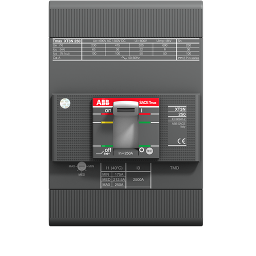 [1SDA068059R1] XT3N 250 TMD 250-2500 3p F F (MCCB, 250AT/250AF, 3P, 36 kA, THERM. MAGNET. TRIP UNIT)